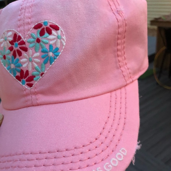 Life is Good pink sun washed baseball hat w/ heart - Picture 10 of 11